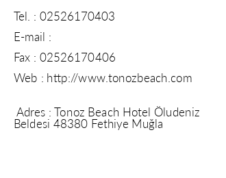 Tonoz Beach Hotel ldeniz iletiim bilgileri